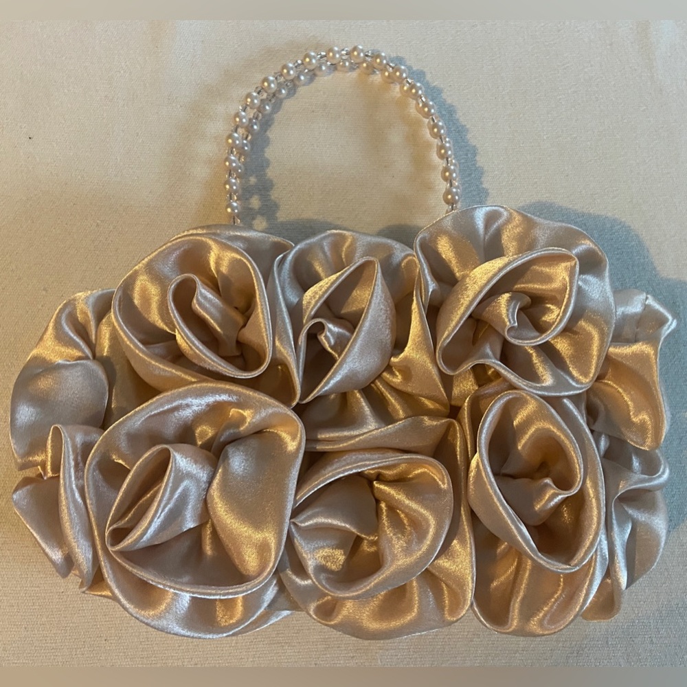 Satin Rose Pure Color Evening Bag Evening Clutch - apricot